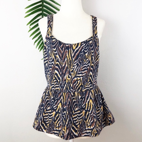 ANTHROPOLOGIE Brown Jamie Zebra Peplum Tank Top - Picture 3 of 10